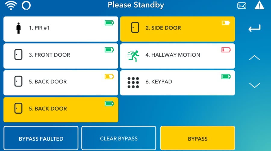 Camden security system command screen.